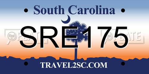 SRE175 South Carolina License Plate