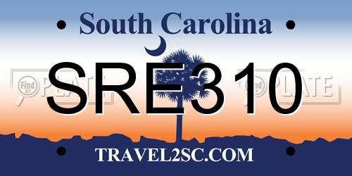SRE310 South Carolina License Plate