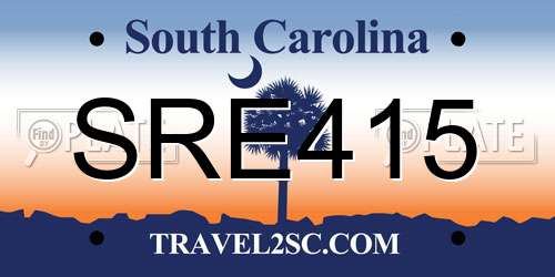 SRE415 South Carolina License Plate