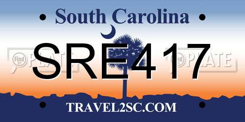 SRE417 South Carolina License Plate