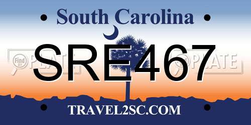 SRE467 South Carolina License Plate