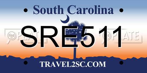 SRE511 South Carolina License Plate