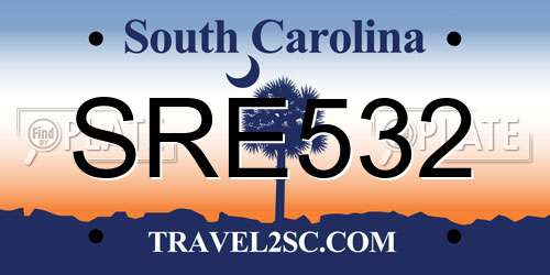 SRE532 South Carolina License Plate