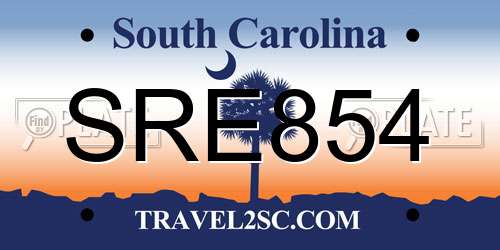 SRE854 South Carolina License Plate