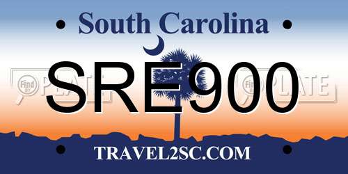 SRE900 South Carolina License Plate