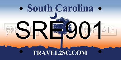 SRE901 South Carolina License Plate
