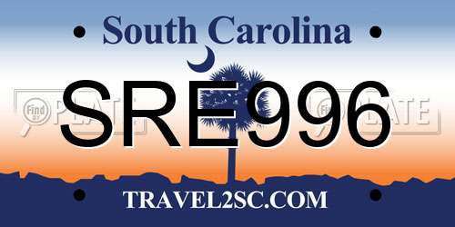 SRE996 South Carolina License Plate