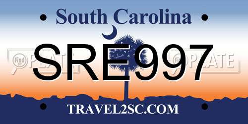 SRE997 South Carolina License Plate