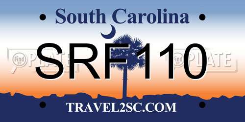SRF110 South Carolina License Plate