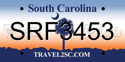 SRF3453 South Carolina License Plate