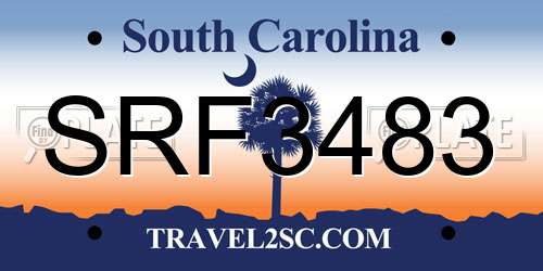 SRF3483 South Carolina License Plate