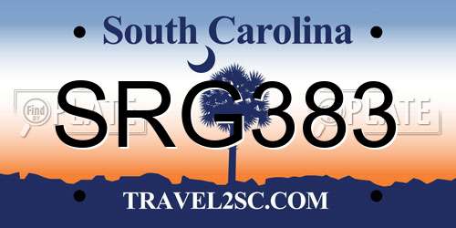 SRG383 South Carolina License Plate