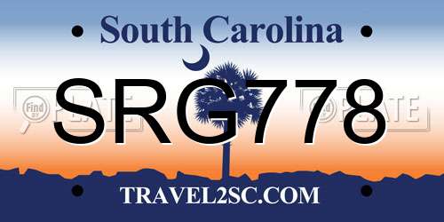 SRG778 South Carolina License Plate