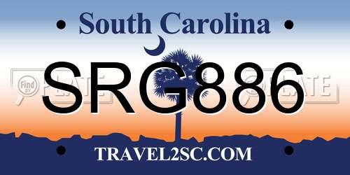 SRG886 South Carolina License Plate