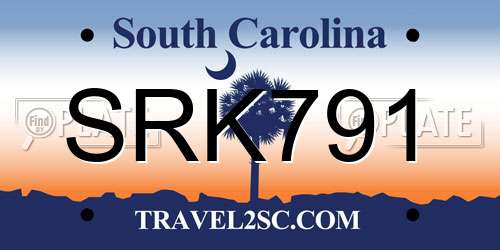 SRK791 South Carolina License Plate