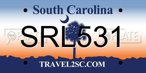 SRL531 South Carolina License Plate