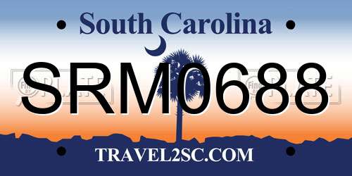 SRM0688 South Carolina License Plate