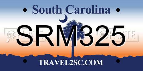 SRM325 South Carolina License Plate