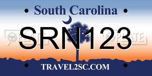 SRN123 South Carolina License Plate