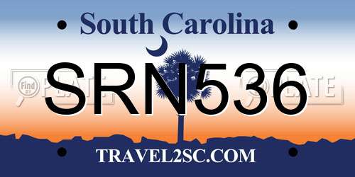 SRN536 South Carolina License Plate