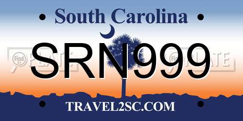 SRN999 South Carolina License Plate