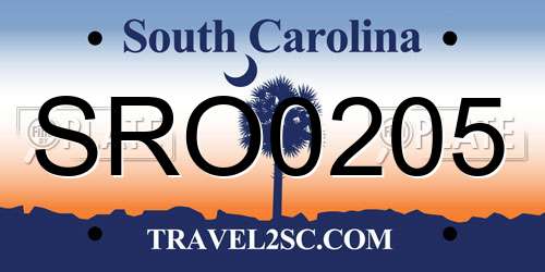 SRO0205 South Carolina License Plate