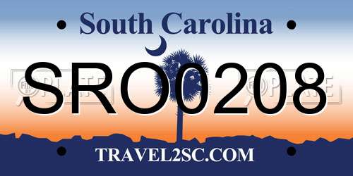 SRO0208 South Carolina License Plate