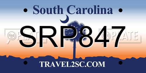 SRP847 South Carolina License Plate