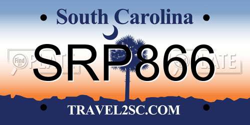 SRP866 South Carolina License Plate