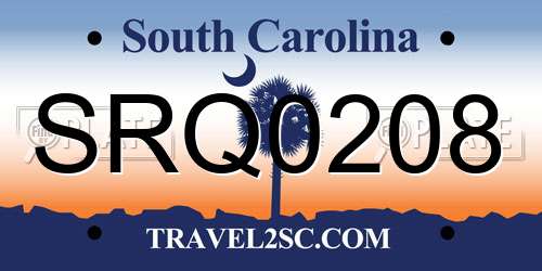 SRQ0208 South Carolina License Plate