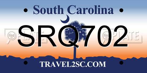 SRQ702 South Carolina License Plate