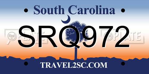 SRQ972 South Carolina License Plate