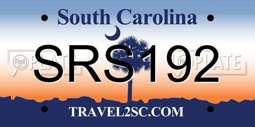 SRS192 South Carolina License Plate