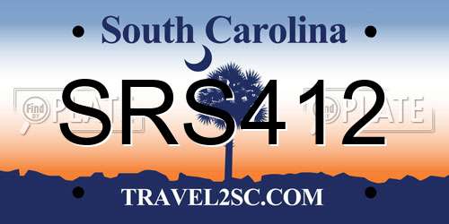 SRS412 South Carolina License Plate