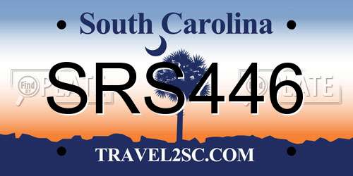 SRS446 South Carolina License Plate