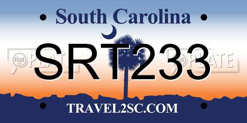 SRT233 South Carolina License Plate