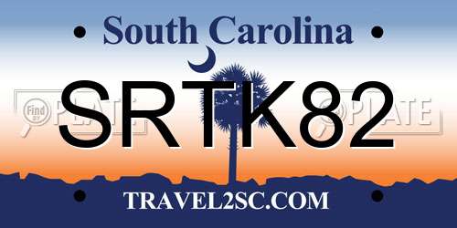 SRTK82 South Carolina License Plate