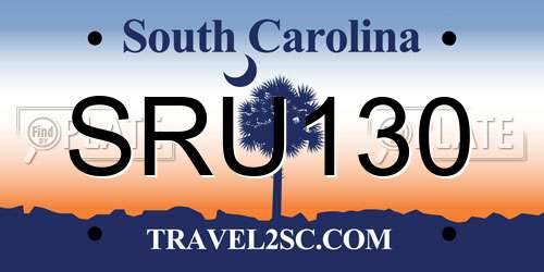SRU130 South Carolina License Plate