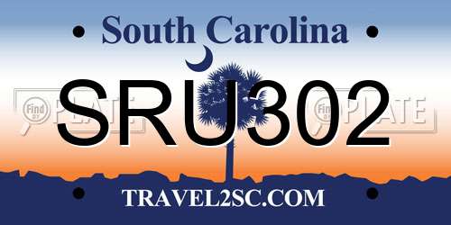 SRU302 South Carolina License Plate