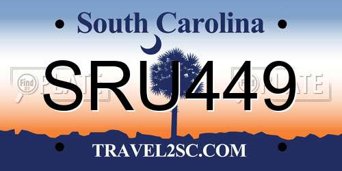 SRU449 South Carolina License Plate