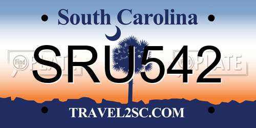 SRU542 South Carolina License Plate