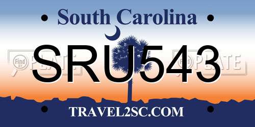SRU543 South Carolina License Plate