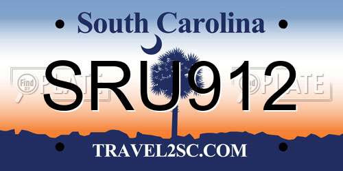SRU912 South Carolina License Plate