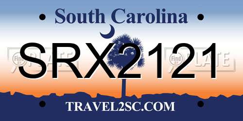 SRX2121 South Carolina License Plate