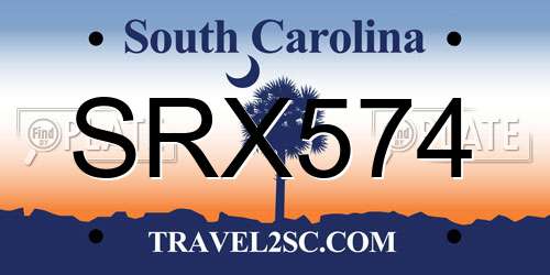 SRX574 South Carolina License Plate