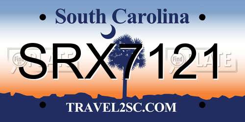 SRX7121 South Carolina License Plate