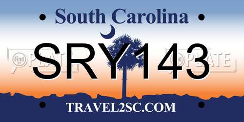SRY143 South Carolina License Plate