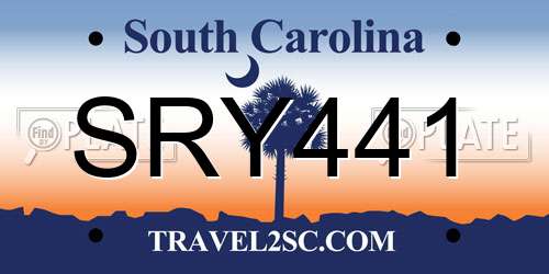 SRY441 South Carolina License Plate