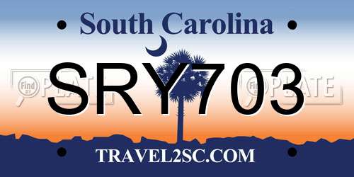 SRY703 South Carolina License Plate