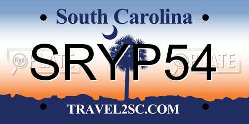 SRYP54 South Carolina License Plate